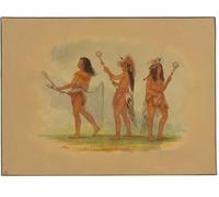ZHAOSHAN Famous Colorful Art Print Vintage Poster Three Celebrated Ball Players Choctaw Sioux and Ojibbeway by George Catlin Classic Canvas Picture for Office Decor 60x90cm