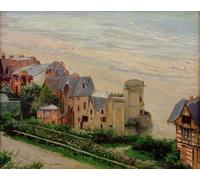 ZHAOSHAN Famous Colorful Art Print Vintage Poster Trouville the beach and the villas by Gustave Caillebotte Classic Canvas Picture for Office Decor 60x90cm