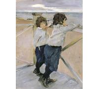 ZHAOSHAN Famous Colorful Art Print Vintage Poster Two Boys by Valentin Aleksandrovich Serov Classic Canvas Picture for Office Decor 60x90cm
