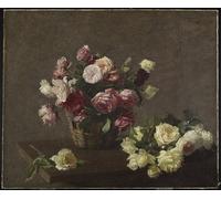 ZHAOSHAN Famous Poster Artworks Art Print Poster a Bouquet of Carnations by Ignace Henri Jean Fantin Latour Animal Pictures for Home Decor 60x90cm