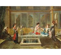 ZHAOSHAN Famous Poster Artworks Art Print Poster Armenian Interior with a Sultan and His Favourite by Jean Baptiste Vanmour Animal Pictures for Home Decor 60x90cm