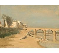 ZHAOSHAN Famous Poster Artworks Art Print Poster Bridge on the Saône River at Mâcon by Jean Baptiste Camille Corot Animal Pictures for Home Decor 60x90cm