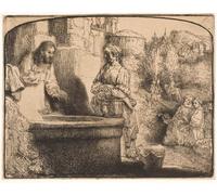 ZHAOSHAN Famous Poster Artworks Art Print Poster Christ and the woman of samaria: an arched print by Rembrandt van Rijn Animal Pictures for Home Decor 60x90cm