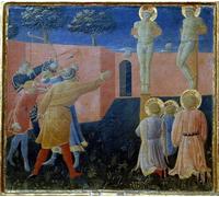 ZHAOSHAN Famous Poster Artworks Art Print Poster Crucifixion and Stoning of Saint Cosme by Fra Angelico Animal Pictures for Home Decor 60x90cm