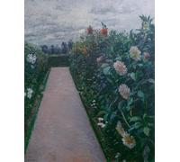 ZHAOSHAN Famous Poster Artworks Art Print Poster Garden path and massive dahlias Petit Gennevilliers by Gustave Caillebotte Animal Pictures for Home Decor 60x90cm