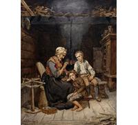 ZHAOSHAN Famous Poster Artworks Art Print Poster Grandmother Tells a Tale by Adolph Tidemand Animal Pictures for Home Decor 60x90cm