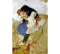 ZHAOSHAN Famous Poster Artworks Art Print Poster Husking Corn by Simon Hollosy Animal Pictures for Home Decor 60x90cm