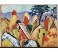 ZHAOSHAN Famous Poster Artworks Art Print Poster Indians Riding At the Tent by August Macke Animal Pictures for Home Decor 60x90cm