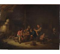 ZHAOSHAN Famous Poster Artworks Art Print Poster Interior with Peasants by Adriaen Jansz Van Ostade Animal Pictures for Home Decor 60x90cm