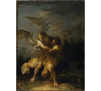 ZHAOSHAN Famous Poster Artworks Art Print Poster Jacob Wrestling with the Angel by Salvator Rosa Animal Pictures for Home Decor 60x90cm