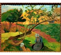 ZHAOSHAN Famous Poster Artworks Art Print Poster Landscape with Two Breton Women by Paul Gauguin Animal Pictures for Home Decor 60x90cm
