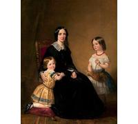 ZHAOSHAN Famous Poster Artworks Art Print Poster Mrs Kennedy and Her Children by Edwin Longsden Long Animal Pictures for Home Decor 60x90cm