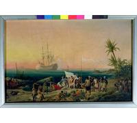 ZHAOSHAN Famous Poster Artworks Art Print Poster Norman Navigator Discovering the Island of Lanzarote in by Ambroise Louis Garneray Animal Pictures for Home Decor 60x90cm
