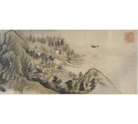 ZHAOSHAN Famous Poster Artworks Art Print Poster Peach Blossom Spring Qing Dynasty by Daoji Shitao Animal Pictures for Home Decor 60x90cm