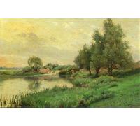 ZHAOSHAN Famous Poster Artworks Art Print Poster Pecheur au bord de la riviere Alfred Animal Pictures for Home Decor 60x90cm
