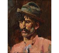 ZHAOSHAN Famous Poster Artworks Art Print Poster Portrait of a Man Wearing a Trilby and Pink Shirt by Frank Richards R.b.a. Animal Pictures for Home Decor 60x90cm