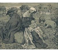 ZHAOSHAN Famous Poster Artworks Art Print Poster Rest During the Flight Into Egypt by Hans Thoma Animal Pictures for Home Decor 60x90cm
