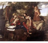 ZHAOSHAN Famous Poster Artworks Art Print Poster Rest on the Flight Into Egypt by Angelo Caroselli Animal Pictures for Home Decor 60x90cm