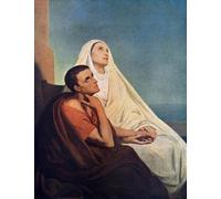 ZHAOSHAN Famous Poster Artworks Art Print Poster St Augustine with His Mother St Monica by Ary Scheffer Animal Pictures for Home Decor 60x90cm
