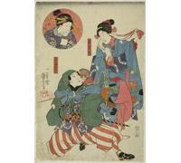 ZHAOSHAN Famous Poster Artworks Art Print Poster the Actors Bando Shuka I As a Tea Picker by Utagawa Kuniyoshi Animal Pictures for Home Decor 60x90cm