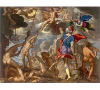 ZHAOSHAN Famous Poster Artworks Art Print Poster the Battle Between the Gods and the Giants by Joachim Wtewael or Utewael Animal Pictures for Home Decor 60x90cm