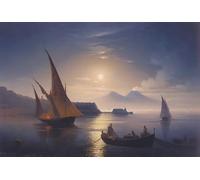 ZHAOSHAN Famous Poster Artworks Art Print Poster the Bay of Naples by Moonlight by Ivan Constantinovich Ayvazovsky Animal Pictures for Home Decor 60x90cm