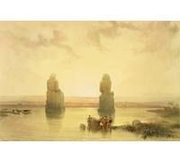 ZHAOSHAN Famous Poster Artworks Art Print Poster the Colossi of Memnon At Thebes During the Inundation by David Roberts Animal Pictures for Home Decor 60x90cm