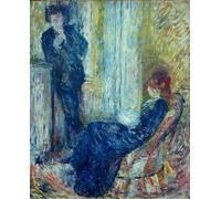 ZHAOSHAN Famous Poster Artworks Art Print Poster the Conversation Rivière and Margot At the Corner of the Fireplace by Pierre Auguste Renoir Animal Pictures for Home Decor 60x90cm