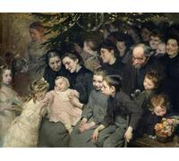 ZHAOSHAN Famous Poster Artworks Art Print Poster the Drop of Milk in Belleville the Christmas Tree At the Dispensary by Henri Jules Jean Geoffroy Animal Pictures for Home Decor 60x90cm
