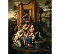 ZHAOSHAN Famous Poster Artworks Art Print Poster the Holy Family Surrounded by Sigismondo Scarsellino Animal Pictures for Home Decor 60x90cm