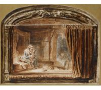 ZHAOSHAN Famous Poster Artworks Art Print Poster the Holy Family with Cutting Wood by Nicolaes Maes Animal Pictures for Home Decor 60x90cm
