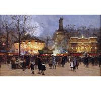ZHAOSHAN Famous Poster Artworks Art Print Poster The Republic Square Party Paris by Eugene Galien Laloue Animal Pictures for Home Decor 60x90cm
