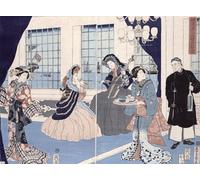 ZHAOSHAN Famous Poster Artworks Art Print Poster the Salon of a House of Foreign Merchants At by Utagawa Sadahide Animal Pictures for Home Decor 60x90cm