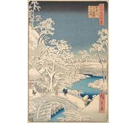 ZHAOSHAN Famous Poster Artworks Art Print Poster the Taiko Drum Bridge and the Yuhi Mound At Meguro by Ando Hiroshige Animal Pictures for Home Decor 60x90cm