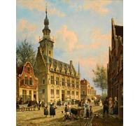 ZHAOSHAN Famous Poster Artworks Art Print Poster the Town Hall in Veere by Cornelis Christiaan Dommelshuizen Animal Pictures for Home Decor 60x90cm