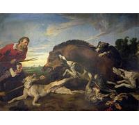 ZHAOSHAN Famous Poster Artworks Art Print Poster the Wild Boar Hunt by Frans Snyders or Snijders Animal Pictures for Home Decor 60x90cm