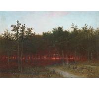 ZHAOSHAN Famous Poster Artworks Art Print Poster Twilight in the Cedars at Darien Connecticut John Frederick Kensett Animal Pictures for Home Decor 60x90cm