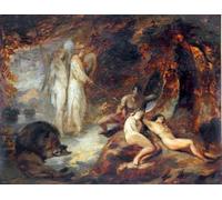 ZHAOSHAN Famous Poster Artworks Art Print Poster Zephon Finding Enemy At the Ear of Eve by William Huggins Animal Pictures for Home Decor 60x90cm