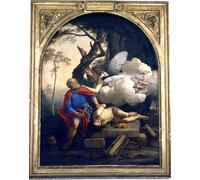 ZHAOSHAN Vintage Pictures Printed Graffiti Print Abraham's Sacrifice by Laurent De La Hyre Portrait Canvas Image for Home Decor 60x90cm