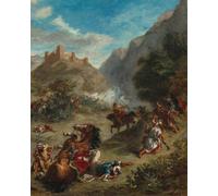 ZHAOSHAN Vintage Pictures Printed Graffiti Print Arabs Skirmishing in the Mountains by Ferdinandeugene Delacroix Portrait Canvas Image for Home Decor 60x90cm