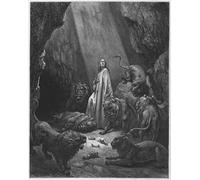 ZHAOSHAN Vintage Pictures Printed Graffiti Print Bible Daniel in the Den of Lions by Gustave Dore Portrait Canvas Image for Home Decor 60x90cm