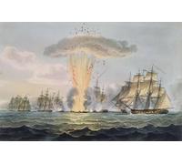 ZHAOSHAN Vintage Pictures Printed Graffiti Print Capture and Destruction of Four Spanish Frigates by Whitcombe Portrait Canvas Image for Home Decor 60x90cm