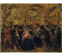 ZHAOSHAN Vintage Pictures Printed Graffiti Print Carnival in St Mark's Square in by Anton Romako Portrait Canvas Image for Home Decor 60x90cm