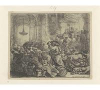 ZHAOSHAN Vintage Pictures Printed Graffiti Print Christ expels the moneychangers from the temple by Rembrandt van Rijn Portrait Canvas Image for Home Decor 60x90cm