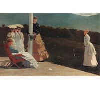 ZHAOSHAN Vintage Pictures Printed Graffiti Print Croquet by Winslow Homer Portrait Canvas Image for Home Decor 60x90cm