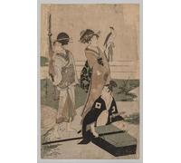 ZHAOSHAN Vintage Pictures Printed Graffiti Print Daimyō and His Retinue Crossing a Stream in Plain Near Fuji by Kitagawa Utamaro Portrait Canvas Image for Home Decor 60x90cm
