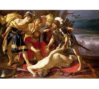 ZHAOSHAN Vintage Pictures Printed Graffiti Print Deciding to Resume Fighting Upon the Death of Patrocles by Theodore Van Baburen Portrait Canvas Image for Home Decor 60x90cm