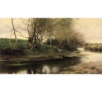 ZHAOSHAN Vintage Pictures Printed Graffiti Print Feu de camp au bord d'une riviere Emilio Sanchez-Perrier Portrait Canvas Image for Home Decor 60x90cm