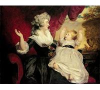 ZHAOSHAN Vintage Pictures Printed Graffiti Print Georgiana Duchess of Devsnshire with Her Infant Daughter Lady Georgiana Cavendish by Joshua Reynolds Portrait Canvas Image for Home Decor 60x90cm