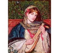 ZHAOSHAN Vintage Pictures Printed Graffiti Print Girl Playing Music by Marie Spartali Stillman Portrait Canvas Image for Home Decor 60x90cm